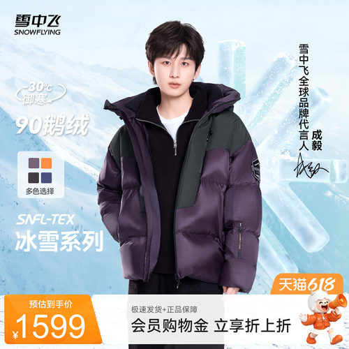 雪中飞户外撞色复古情侣羽绒服