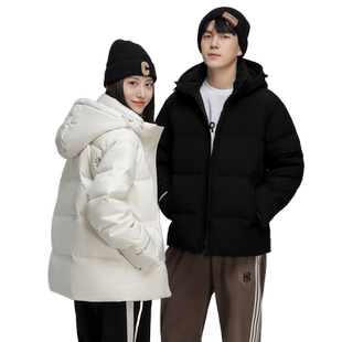 雪中飞2025冬新款女款情侣短款连帽羽绒服纯色韩版休闲面包服