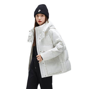 雪中飞冬新款立领连帽时尚休闲宽松保暖百搭中长款羽绒服女