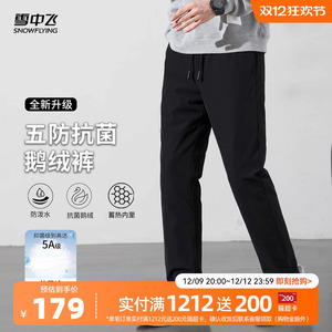 雪中飞2024冬新款男士鹅绒裤直筒蓄热防泼水抗静电5A抗菌绒商务