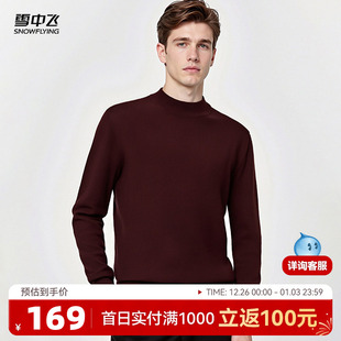 雪中飞2025冬新款 休闲百搭套头毛衣舒适保暖上衣W 100%绵羊毛男式