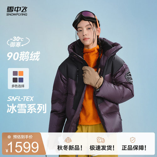 雪中飞户外撞色复古情侣羽绒服