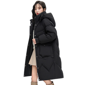 雪中飞2024秋冬新款女士中长款连帽羽绒服时尚纯色直筒显瘦廓形暖