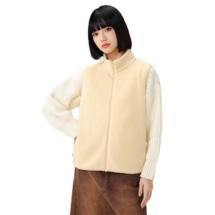 雪中飞2025秋季新款女士短款立领摇粒绒马甲背心舒适外穿休闲外套