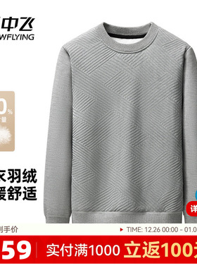 雪中飞2025冬新款男士圆领暗花羽绒卫衣商务休闲户外都市时尚