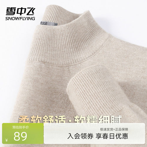 雪中飞男士爆款半高领毛衣
