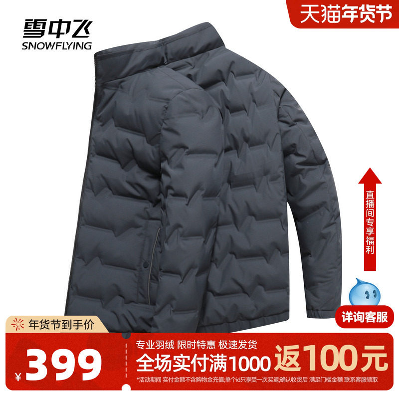 雪中飞26春新款男士无帽立领羽绒服商务简约绅士内胆百搭防风W