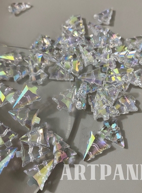 ARTPANDA圣诞树美甲透底饰品极光钻高品 冰透白大冰糖钻尖底钻