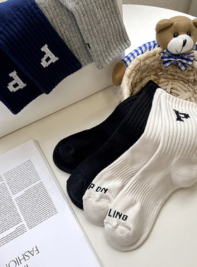 thumbs up潮牌加厚毛圈底螺纹字母P袜子女士 日系ins网红棉袜子男