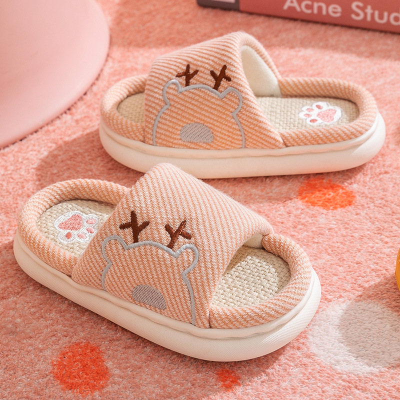 鑫旺春秋儿童亚麻拖鞋女踩屎感厚底居家情侣棉麻凉拖鞋夏男批发