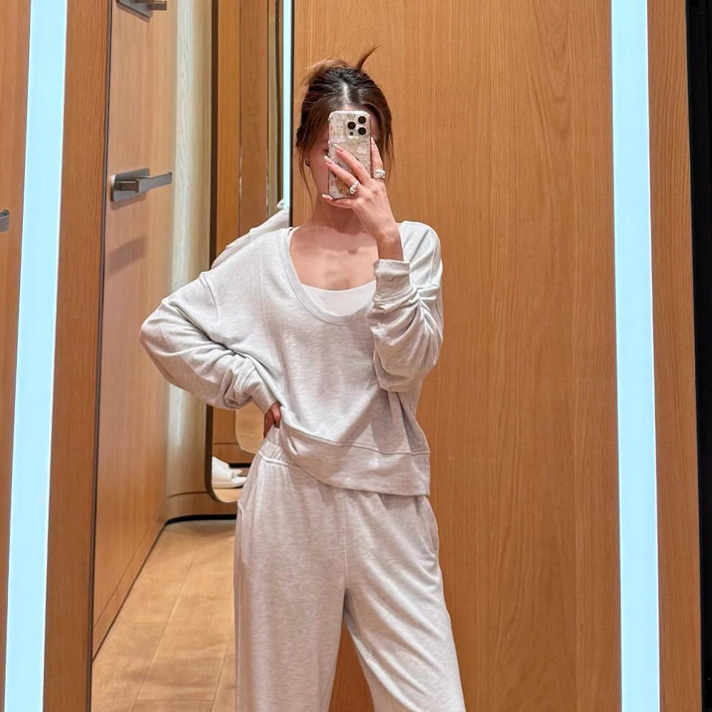 25秋冬新款 BeCalm同款女士低圆领套头衫 莫代尔宽松长袖卫衣