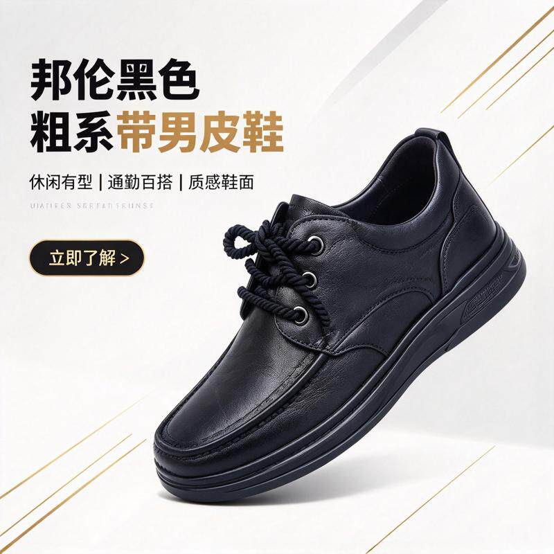 中年休闲商务真皮软底轻便男鞋