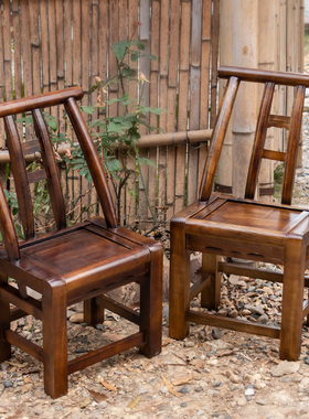 古风做旧靠背椅实木椅手工木椅榉木柏木家用复古火锅店烧烤店餐椅