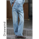 画风drawwind浅蓝色直筒老爹牛仔裤 子 女秋冬宽松阔腿高腰休闲裤