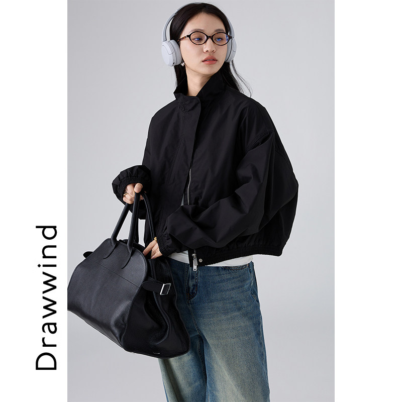 画风drawwind美式夹克外套女2026春秋休闲宽松小个子短款上衣