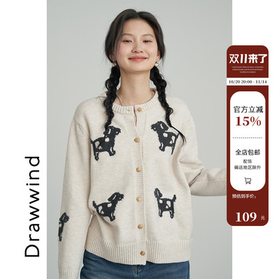 画风drawwind长袖针织衫开衫女