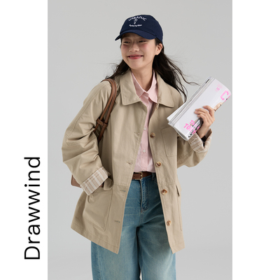 画风drawwind短款宽松纯棉风衣