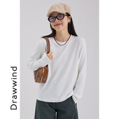 上衣 圆领休闲通勤百搭长袖 画风drawwind纯色打底衫 女2026春秋新款