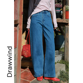 女高腰显瘦宽松全棉休闲长裤 弯刀牛仔裤 新款 画风drawwind2026春季