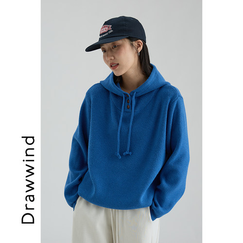 画风drawwind连帽套头针织外套