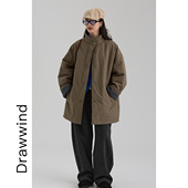 棉服外套女立领保暖棉衣中长款 画风2025冬季 新款 防风面包服