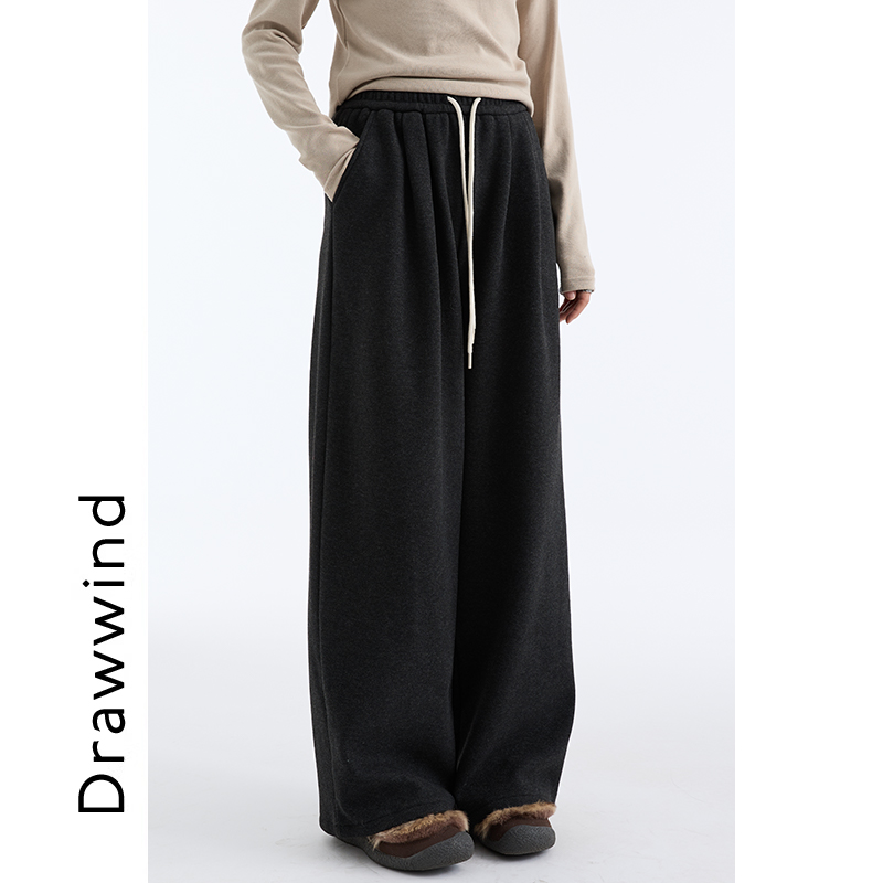 11/30 20:00 95折画风drawwind冬季新款3色澳绒抽绳休闲阔腿裤