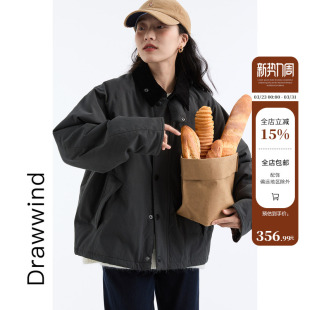 画风drawwind秋冬季 3M新雪丽保暖棉衣外套女撞色翻领棉服2025新款