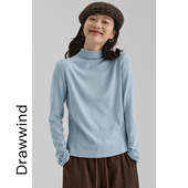纯色半高领内搭长袖 新款 t恤 女2026春季 画风drawwind自由领打底衫