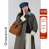休闲宽松大衣长款 画风drawwind翻领风衣外套女新款 春秋韩版