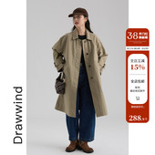单排扣纯色翻领上衣外套 风衣女宽松长款 画风drawwind2026春季 新款