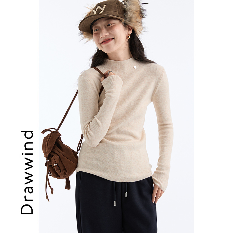 11/30 20:00 95折画风drawwind2025冬季新款半高领针织打底衫