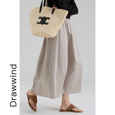 画风drawwind松紧腰纯色半身裙