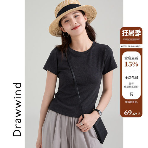 画风drawwind圆领短袖T恤女