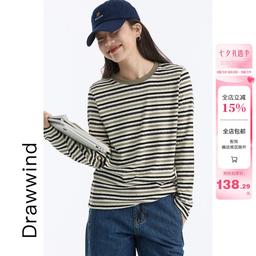 画风drawwind撞色条纹长袖针织衫