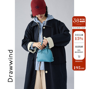 画风drawwind翻领风衣外套女2025新款秋季休闲宽松百搭大衣中长款