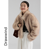 画风drawwind2026冬季 咖色仿皮草毛毛外套女气质毛绒保暖上衣 新款