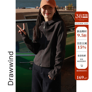 画风drawwind早春季连帽夹克女修身韩版拼接短款外套上衣2026新款