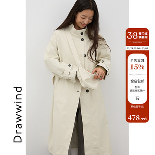 画风drawwind2025秋季新款挎包风衣女气质高级感长款立领大衣外套