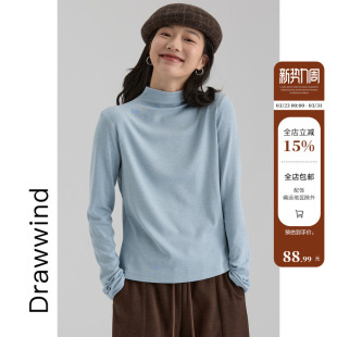 纯色半高领内搭长袖 新款 t恤 女2026春季 画风drawwind自由领打底衫