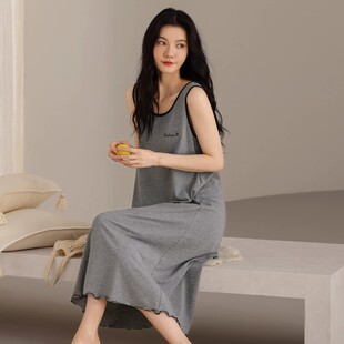 2026新款睡裙女款夏季带胸垫莫代尔棉绸无袖背心睡衣夏天连衣裙子