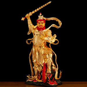 纯铜著金王天君王灵官神像摆件
