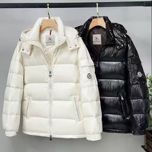 特价清仓新款亮面羽绒服男免洗冬季潮牌短款连帽冬季鹅绒外套皮面