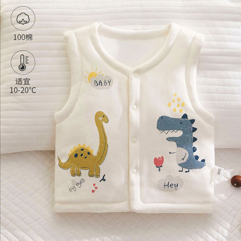 婴儿保暖马甲秋冬季宝宝男女童夹棉背心马夹新生儿纯棉护肚上衣
