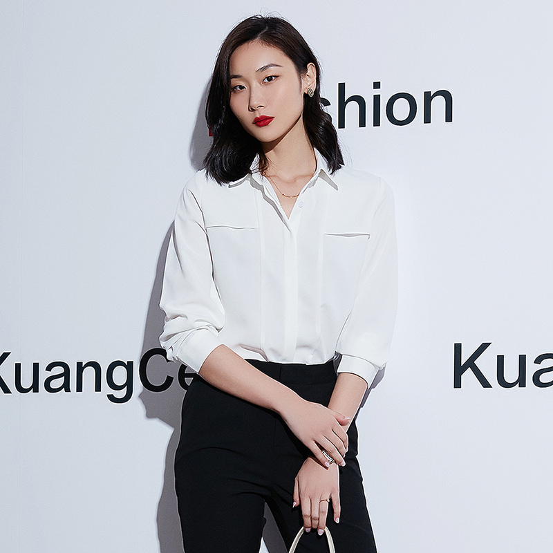 职业白色衬衫女套装两件套工作服