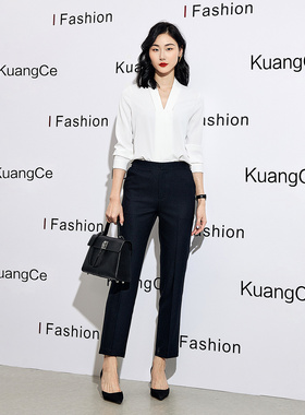 职业白色衬衫女士2025秋季新款商务长袖V领气质内搭正装衬衣上衣