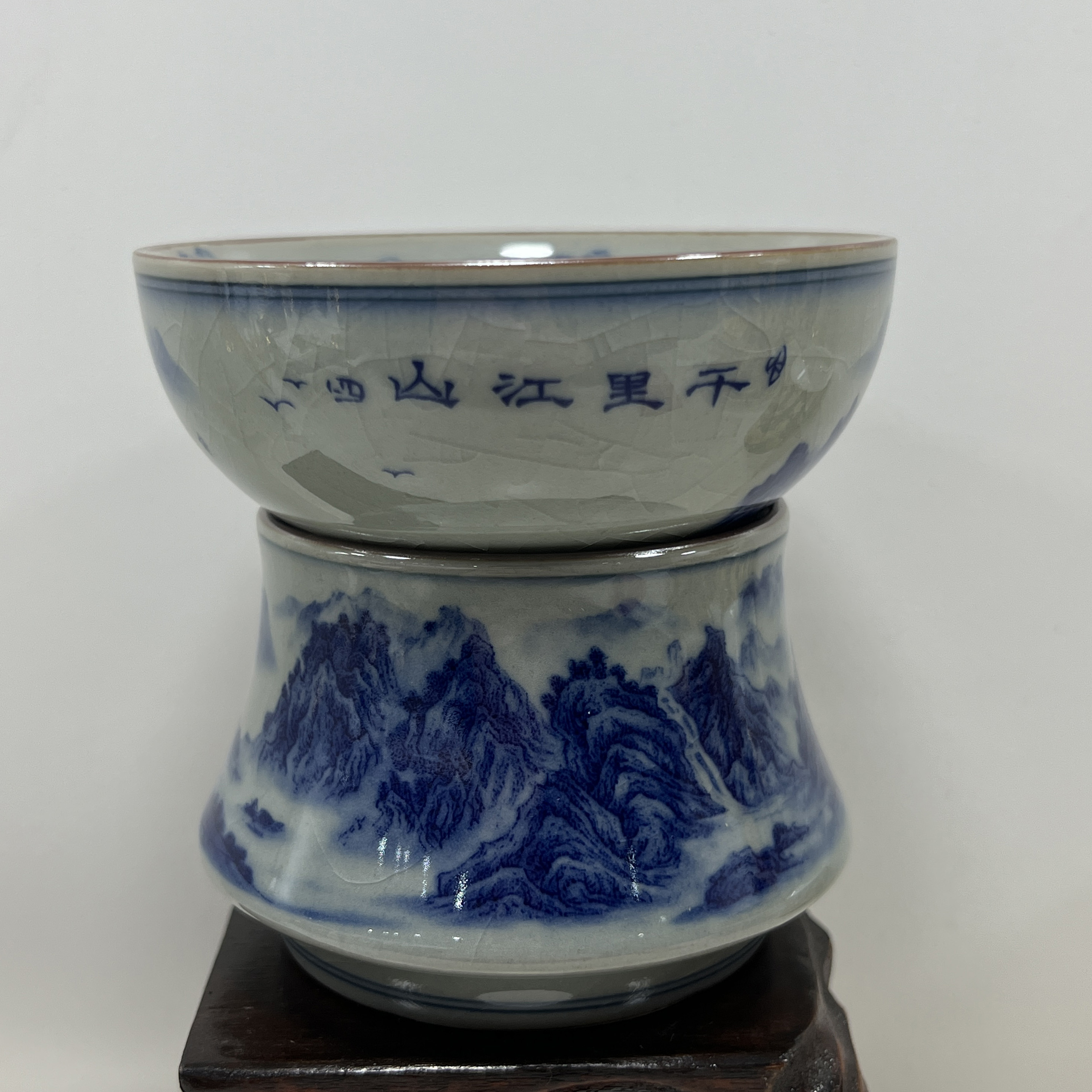 景德镇陶瓷开片可养老陶泥千里江山茶漏细孔全瓷茶滤网隔过滤茶