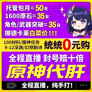 原神代肝代打代练带肝地图全图满探索度国际服元 神瞳深渊原石托管