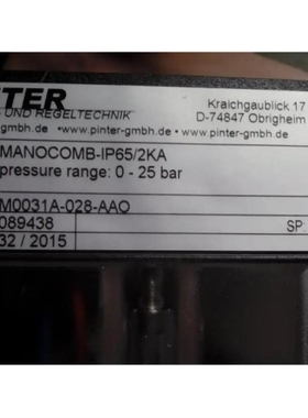 【议价】PINTER M0031A-026-AAO 0-10BAR,M0031A-030-AAO 0-60bar
