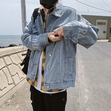 潮流欧美街头学生夹克 男士 春秋刺绣牛仔外套男潮牌帅气牛仔衣韩版