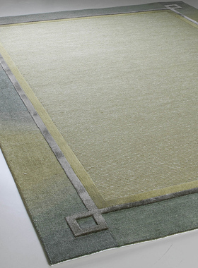 杂志款地毯名师设计高端豪宅大户型客厅卧室椅子垫茶几毯绿色渐变